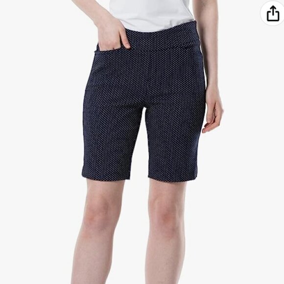 Great Northwest Indigo Pull On Bermuda Short Black White Polka Dots 20W - Picture 1 of 12